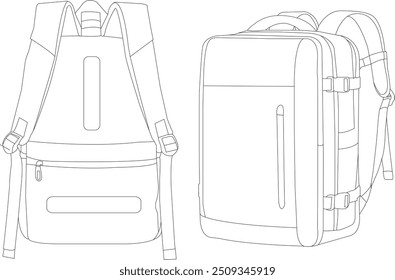 Backpack Isolated Backpacker, Backpack Vector Icon School backpacks flat vector illustration set, backpack line icon isolated, School bags collection