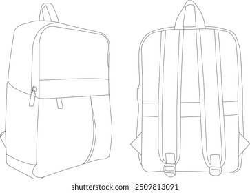 Backpack Isolated Backpacker, Backpack Vector Icon School backpacks flat vector illustration set, backpack line icon isolated, School bags collection