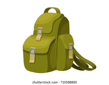 Backpack isolated icon in cartoon style, bag for travelling, cam