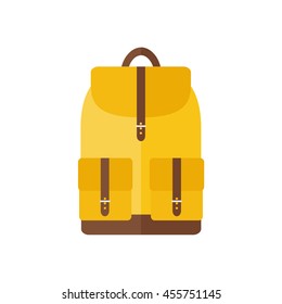 Backpack isolated icon on white background. Backpack for school, sports, camping, traveling. Flat style vector illustration. 