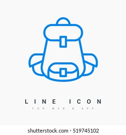 backpack isolated minimal icon. bag graph line vector icon for websites and mobile minimalistic flat design.