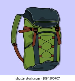 Backpack isolated on grey background. Flat style trendy modern vector illustration