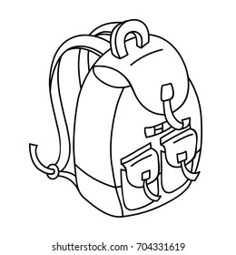 Backpack isolated on white background. Vector illustration in sketch style. Isometric icon.
