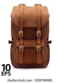 Backpack Isolated On White. Realistic Vector 3d Illustration