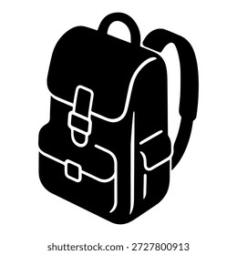 Backpack Isometric view Silhouette. Ideal for use as a, icon, web graphic design, and infographic concepts 