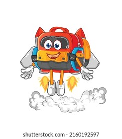 the backpack with jetpack mascot. cartoon vector