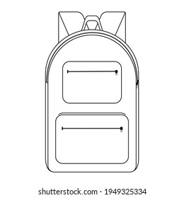 Mochila con kamans y correas de estilo lineal. Hay un asidero y un colgador para llevar la espalda. Ilustración vectorial