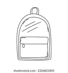 Backpack kids school icon cartoon line drawn or stamp, doodle