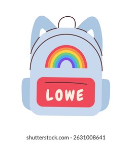 Backpack in LGBTQ+ pride flag colors. Vector illustration.
