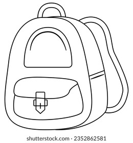 Backpack line art illustration. Vector illustration with education theme. Back to school.
