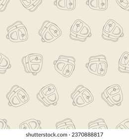 Backpack line art seamless pattern. Suitable for backgrounds, wallpapers, fabrics, textiles, wrapping papers, printed materials, and many more.