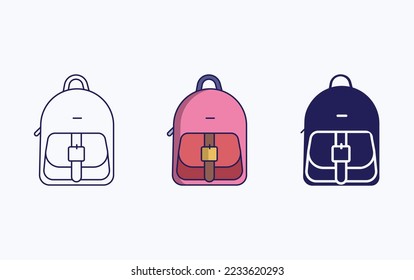 Backpack line and glyph icon, vector illustration