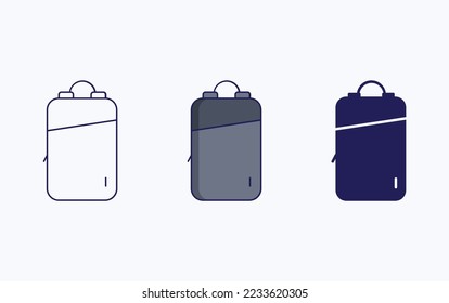 Backpack line and glyph icon, vector illustration