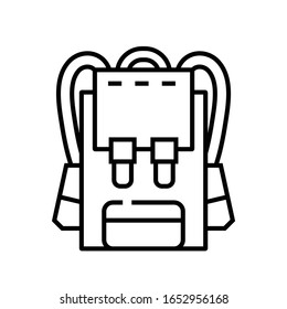 Icono de línea de mochila, signo de concepto, ilustración de vector de contorno, símbolo lineal.