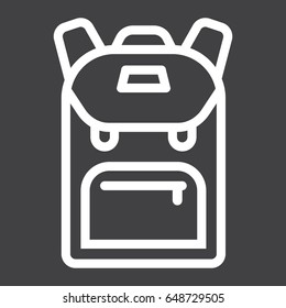Backpack line icon, education and school, vector graphics, a linear pattern on a black background, eps 10.
