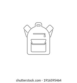 Backpack line icon in flat style. Vector sign