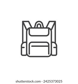 Backpack line icon. Knapsack linear style sign for mobile concept and web design. Rucksack outline vector icon. Symbol, logo illustration. Vector graphics