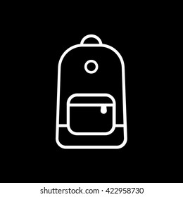 Backpack Line Icon On Black Background