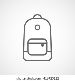 Backpack Line Icon On White Background