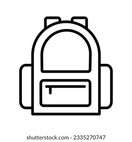 icono de la línea de mochila, signo del vector de contorno, pictograma de estilo lineal aislado en blanco. Símbolo de estudio, ilustración del logotipo. Trazo editable