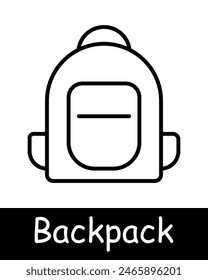 Backpack line icon. School bag, travel gear, hiking, student accessory, storage, carrying, rucksack, outdoor activity, convenience, portable.