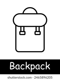 Backpack line icon. School bag, travel gear, hiking, student accessory, storage, carrying, rucksack, outdoor activity, convenience, portable.