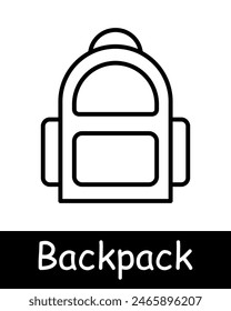 Backpack line icon. School bag, travel gear, hiking, student accessory, storage, carrying, rucksack, outdoor activity, convenience, portable.