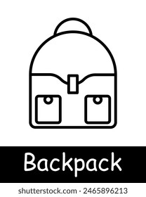 Backpack line icon. School bag, travel gear, hiking, student accessory, storage, carrying, rucksack, outdoor activity, convenience, portable.