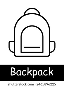 Backpack line icon. School bag, travel gear, hiking, student accessory, storage, carrying, rucksack, outdoor activity, convenience, portable.