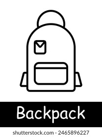 Backpack line icon. School bag, travel gear, hiking, student accessory, storage, carrying, rucksack, outdoor activity, convenience, portable.