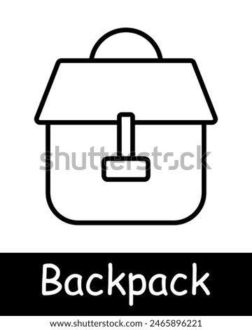 Backpack line icon. School bag, travel gear, hiking, student accessory, storage, carrying, rucksack, outdoor activity, convenience, portable.