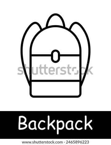 Backpack line icon. School bag, travel gear, hiking, student accessory, storage, carrying, rucksack, outdoor activity, convenience, portable.