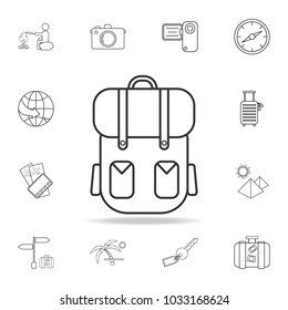 backpack line icon. Set of Tourism and Leisure icons. Signs, outline furniture collection, simple thin line icons for websites, web design, mobile app, info graphics on white background