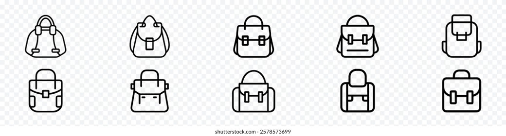 Backpack line icon, Shoulder bag with strap icon, bag with straps line icon, Messenger shoulder bag