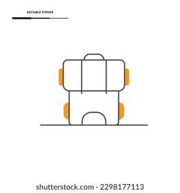 Backpack Line Icon Vector Design.
