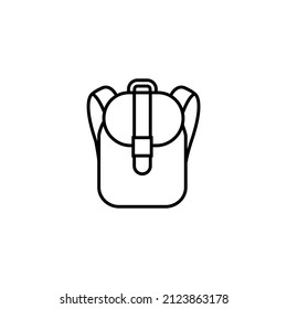 Icono de línea de mochila, logo del contorno del vector aislado en fondo blanco