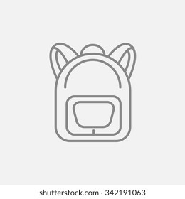 Backpack line icon for web, mobile and infographics. Vector dark grey icon isolated on light grey background.