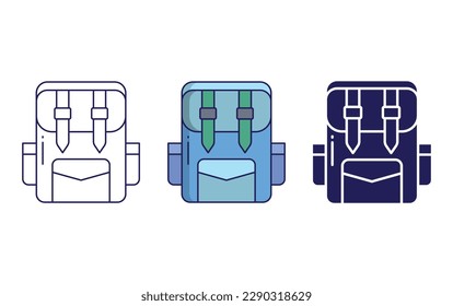 Backpack line and solid vector icon