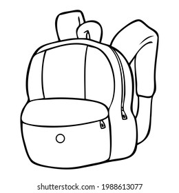 Rucksack-Linie, Vektorgrafik,
einzeln auf weißem Hintergrund. Draufsicht