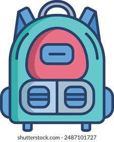Backpack linear color illustration icon