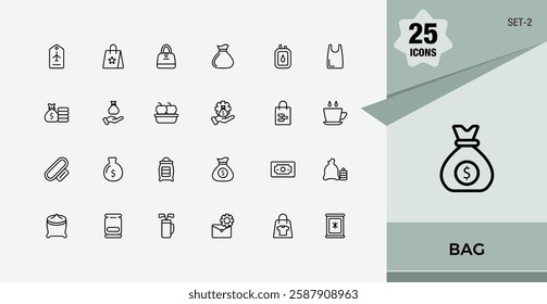 Backpack linear icon. Contains such icons as style, bag, suitcase, business, silhouette, shopping and more. Icons for design. Minimalist editable vector stroke.