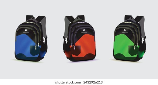 backpack with the logo of the Back to school on it. Kids school bag template, vector illustration