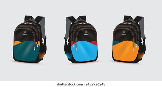 backpack with the logo of the Back to school on it. Kids school bag template, vector illustration