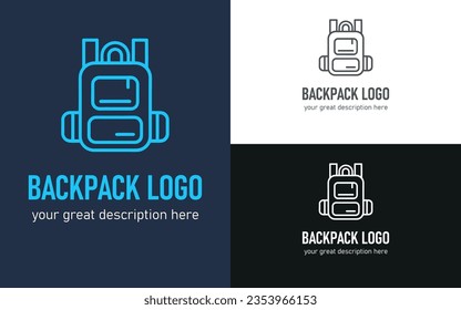 Backpack logo. Good for sports, travelling, hiking, sports equipment store. Vector illustration.