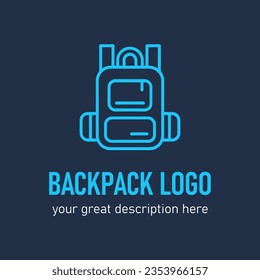 Backpack logo. Good for sports, travelling, hiking, sports equipment store. Vector illustration.
