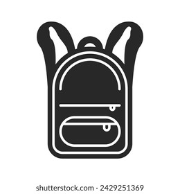 Backpack logo vector icon. Black backpack. A symbol of learning is a bag for a student. Backpack vector. Briefcase for documents logo.