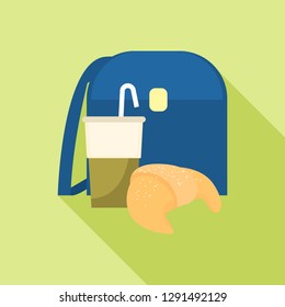 Backpack lunch drink icon. Flat illustration of backpack lunch drink vector icon for web design