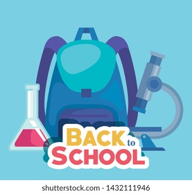 backpack with microscope and erlenmeyer flask supplies