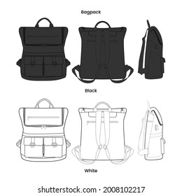 Backpack Mockup Design, Black White, Commercial Use