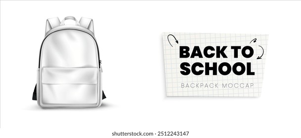 Mochila de mochila para escola, modelo de banner de publicidade